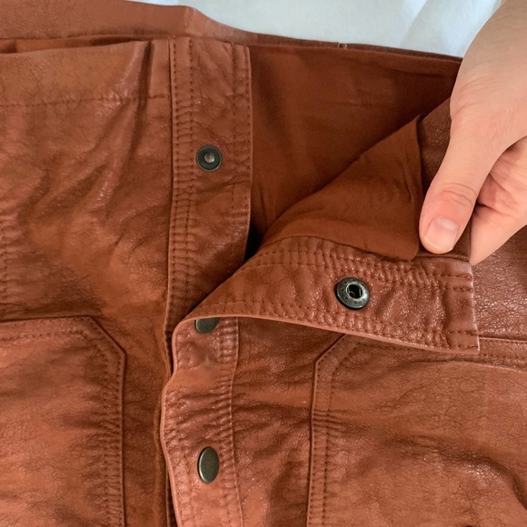 Free People Vegan Leather Button Mini Skirt - Picture 7 of 8
